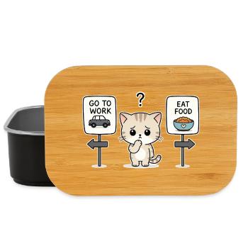Cat's Dilemma: Work or Meal - Lunch Box - black - Front