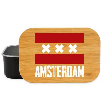 Amsterdam X Gestreiftes Emblem - Lunch Box - Schwarz - Vorne