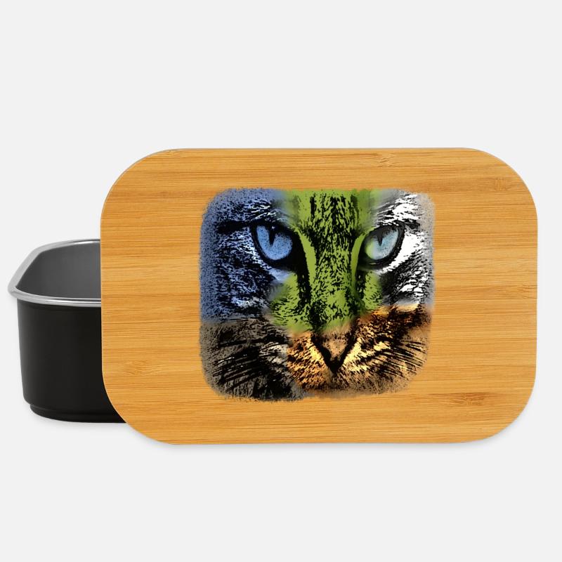 Buntes Katzengesicht, individualistisch - Lunch Box - Schwarz