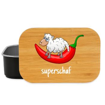 Superschaf, Schaf, Chili, lustiges Schaf, scharf - Lunch Box - Schwarz - Vorne