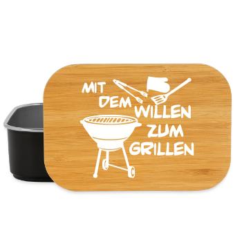 Grillkönig,Grillen,Mit dem Willen zum Grillen(25) - Lunch Box - Schwarz - Vorne