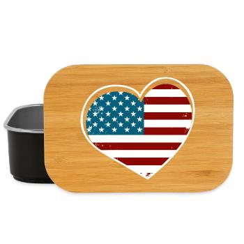 Heart Flag USA Vintage Style - Lunch Box - black - Front