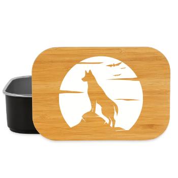 wolf full moon halloween werewolf night howl dog - Lunch Box - black - Front