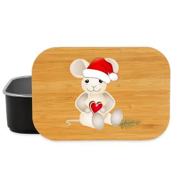 souris sucrée avec un cœur pour Noël - Boîte à goûter - noir - Devant