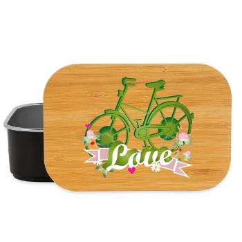 grünes Fahrrad mit ganz viel Liebe gestaltet - Lunch Box - Schwarz - Vorne