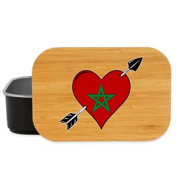 Marokko Flagge Herz verliebt - Lunch Box - Schwarz - Vorne