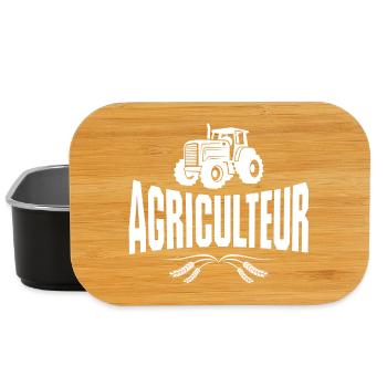 agriculteur, fermier, tracteur - Boîte à goûter - noir - Devant