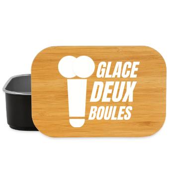 glace deux boules, crème glacée, glace humour - Boîte à goûter - noir - Devant