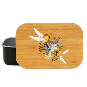 zwei fliegende Bienen von Hand gezeichnet - Lunch Box - Schwarz - Vorne