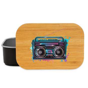 Magnétophone cassette au look graffiti fluo des années 80 - Boîte à goûter - noir - Devant