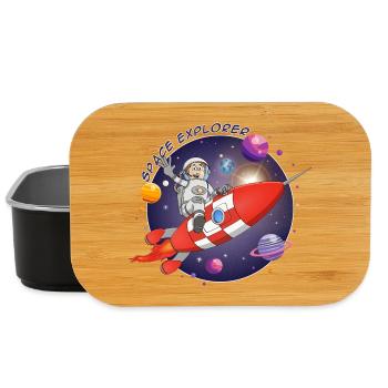 The astronaut and the red rocket in space - Lunch Box - black - Front