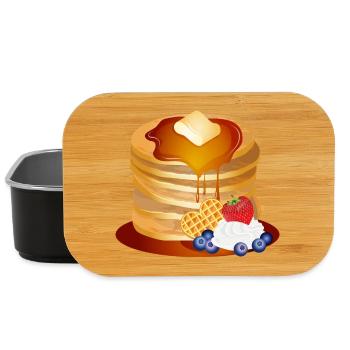 Pancakes Motif with Butter Flake and Maple Syrup - Lunch Box - black - Front