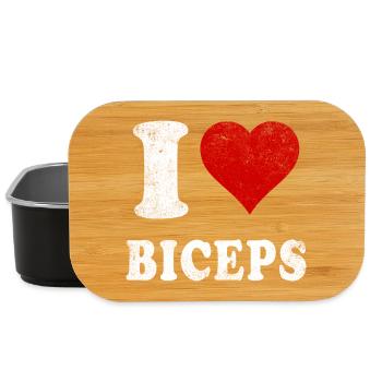 I Love (Heart) Biceps Gym Muscles Arms fitness - Lunch Box - black - Front