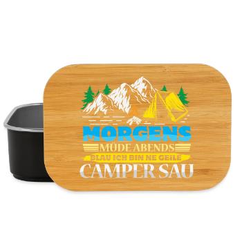 Camper Camping Wohnwagen Spruch - Lunch Box - Schwarz - Vorne