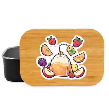 Thé Fruity Lunchbag ,Autocollant de dessin animé de thé - Boîte à goûter - noir - Devant