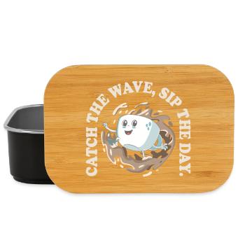 Catch the Wave Sip the Day – Retro Coffee Trend - Lunch Box - Schwarz - Vorne