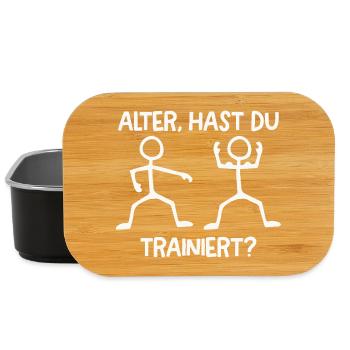 Strichmännchen HAST DU TRAINIERT Lustiges - Lunch Box - Schwarz - Vorne