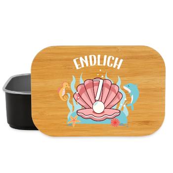 Motif d’anniversaire de coquillage enfin fille de 7 ans - Boîte à goûter - noir - Devant