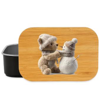 Winterkuschel Teddy trifft Schneemann - Lunch Box - Schwarz - Vorne