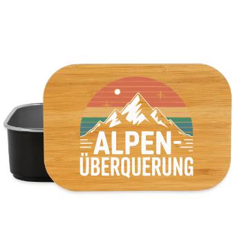 Alpen Überquerung Retro Berge Wandern - Lunch Box - Schwarz - Vorne