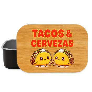Tacos et Cervezas mignons, bouffe mexicain joyeux - Boîte à goûter - noir - Devant