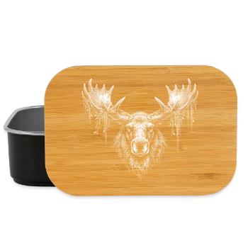 Elk head with moss branches - Lunch Box - black - Front