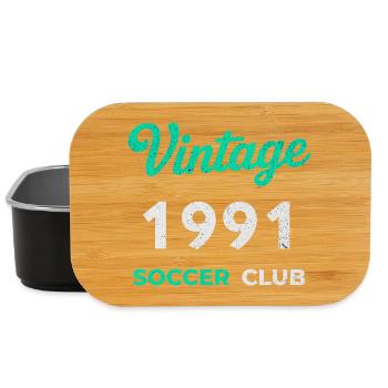 Vintage 1991 – Soccer Club Retro Birth Year - Lunch Box - black - Front