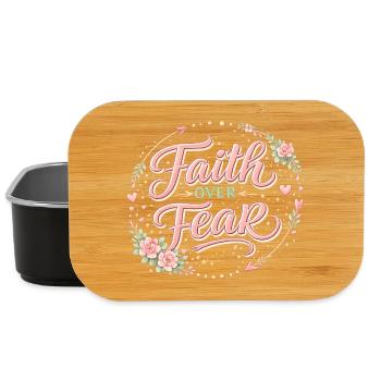 Faith Over Fear Pink Floral Design - Lunch Box - black - Front