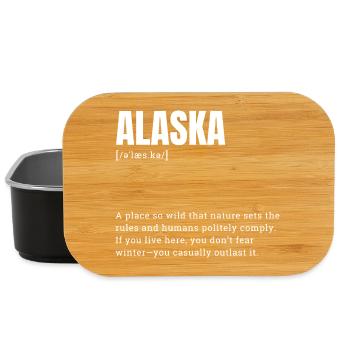 Lettrage de la région sauvage de l’Alaska - Boîte à goûter - noir - Devant