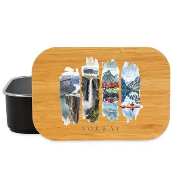 Voyage de vacances en Norvège – Motif fjord et nature sauvage - Boîte à goûter - noir - Devant