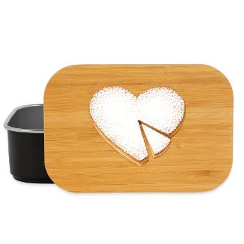 Heart Shaped Cake with Powdered Sugar Illustration - Lunch Box - black - Front