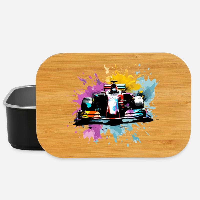Colorful Splash Art Rush Race Car Driver Racing - Lunch Box - black