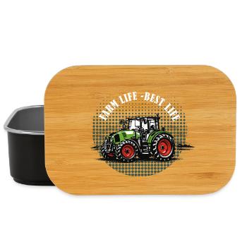 Farm Life – Green Tractor Vintage Halftone - Lunch Box - black - Front