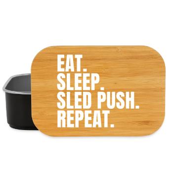 Essen, schlafen, Schlitten, schieben, wiederholen, lustiges Fitnessstudio-Workout - Lunch Box - Schwarz - Vorne