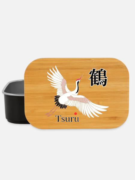 Tsuru Flying Art Kanji - Lunch Box - black