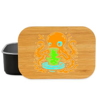 Orange Octopus Pop Art with Vase - Lunch Box - black - Front
