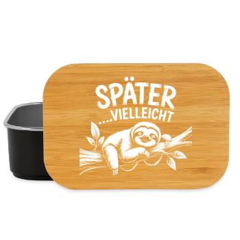 Lustiges Faultier - später vielleicht - Lunch Box - Schwarz - Vorne