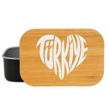Türkiye, Turkey Heart Font Design - Lunch Box - black - Front