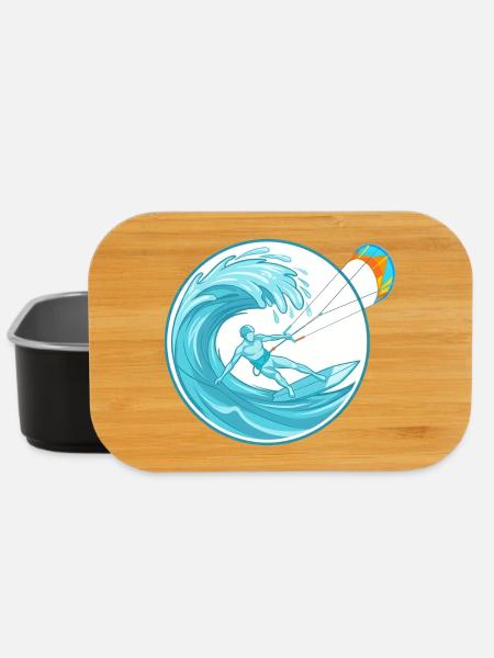 Kitesurfing Ocean Wave - Extreme Water Sports - Lunch Box - black