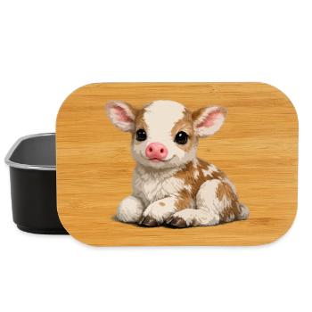 Süßes Kalb-Kuscheltier - Lunch Box - Schwarz - Vorne