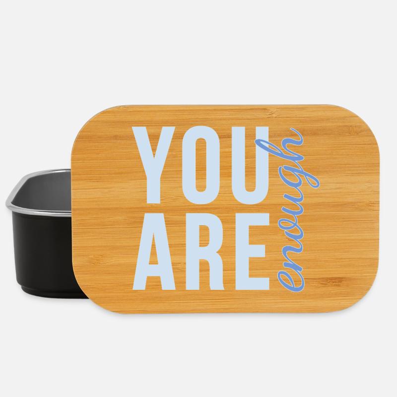 You Are Enough Schriftzug in sanftem blau - Lunch Box - Schwarz