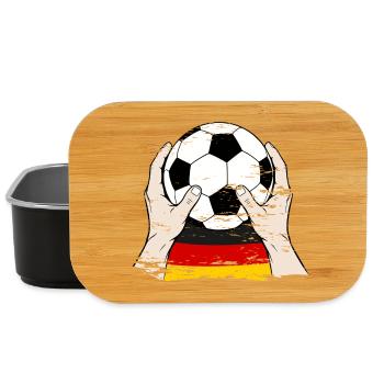 Balle du drapeau allemand : Mains tenant le ballon - Boîte à goûter - noir - Devant
