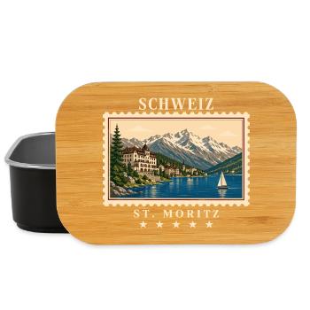 Schweiz St. Moritz Vintage Reisemarke - Lunch Box - Schwarz - Vorne