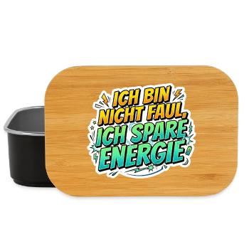 Ich bin nicht faul, ich spare Energie - Lunch Box - Schwarz - Vorne