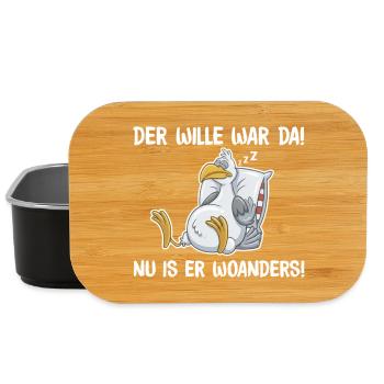 Schlafende Taube – Wille war da, lustige Sprüche - Lunch Box - Schwarz - Vorne