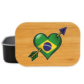 Brasilien Flagge Herz mit Pfeil - Lunch Box - Schwarz - Vorne
