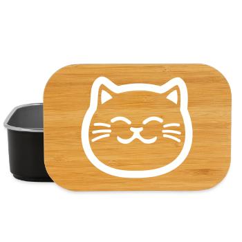 Cat Head Minimalist Line Art - Lunch Box - black - Front