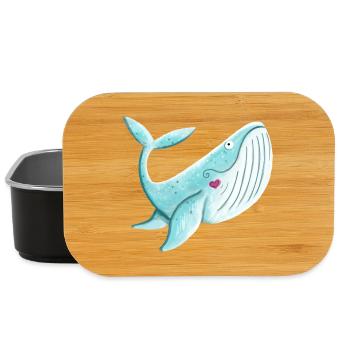 Whale with Heart I Humpback Whale Gift Comic - Lunch Box - black - Front