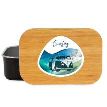 Surfing wave bus - design - Lunch Box - black - Front
