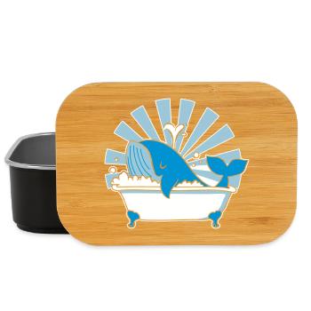 Wal in der Badewanne – Lustiges Ozean Design - Lunch Box - Schwarz - Vorne